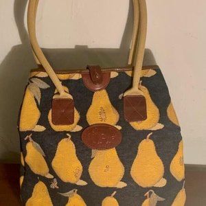 Liz Cox Leather Tapestry Pear Purse (NEW WITHOUT TAGS)